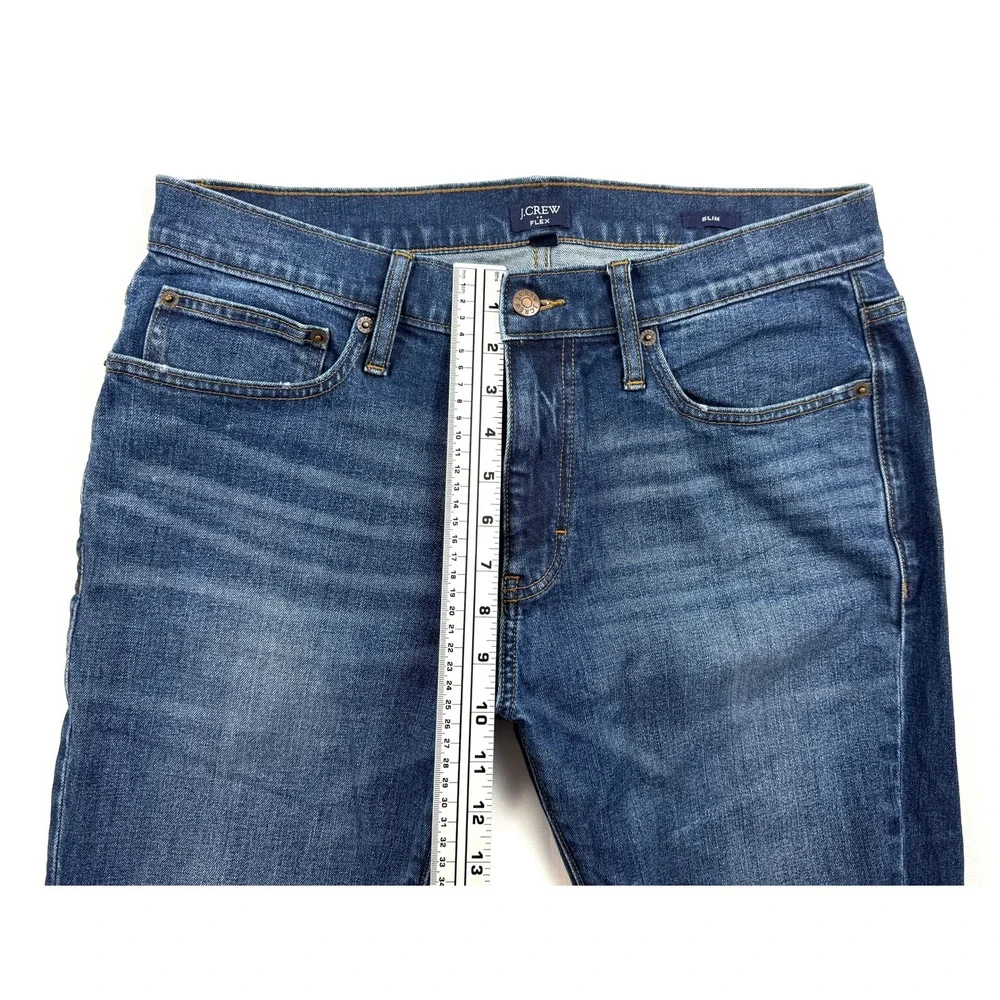 J CREW Men's Slim Fit Flex 32x30 Distressed Denim Medium Wash Blue Jeans #1777